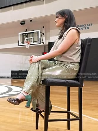 Donna’s green top and vinyl pants on Today