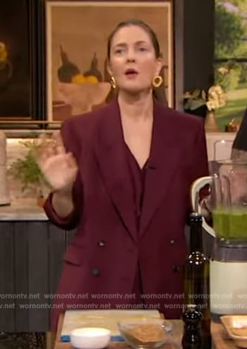 Drew’s burgundy double breasted blazer on The Drew Barrymore Show