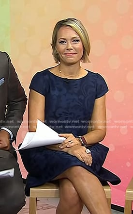 Dylan’s navy floral cap sleeve dress on Today