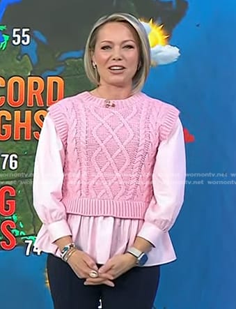 Dylan’s pink mixed media cable knit sweater on Today