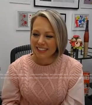Dylan’s pink mixed media cable knit sweater on Today