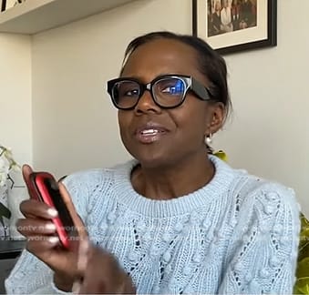 Deborah’s light blue bobble knit sweater on Good Morning America