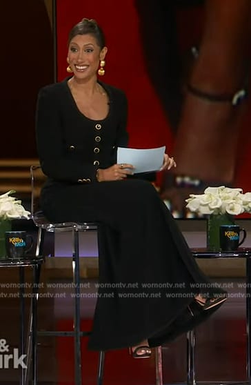 Elaine Welteroth’s black jacket and skirt on Live with Kelly and Mark