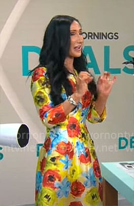 Elizabeth Werner’s yellow floral dress on CBS Mornings