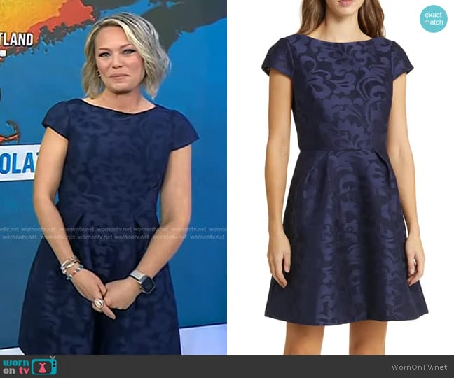 Eliza J Metallic Floral Jacquard Fit & Flare Dress worn by Dylan Dreyer on Today