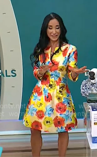 Elizabeth Werner’s yellow floral dress on CBS Mornings