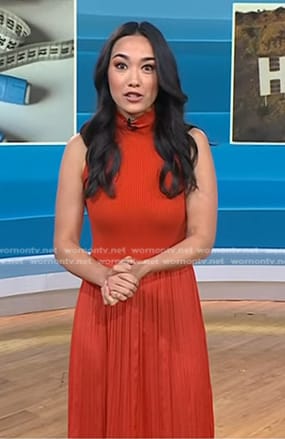Emilie’s red ribbed sleeveless dress on Today