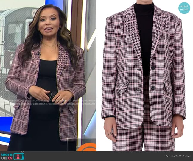 Endless Rose Houndstooth Oversize Blazer in Pink Multi worn by Adelle Caballero on Today
