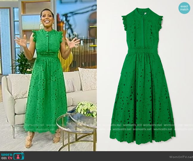 Erdem Broderie anglaise cotton-blend midi dress worn by Tamron Hall on Tamron Hall Show