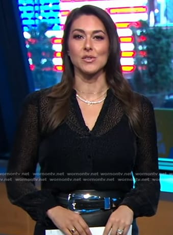 Erielle’s black dotted mesh blouse on Good Morning America