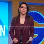 Erielle’s burgundy blazer and black leather mini skirt on Good Morning America