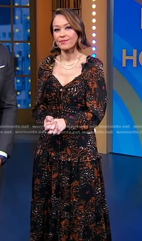 Eva’s black floral maxi dress on Good Morning America