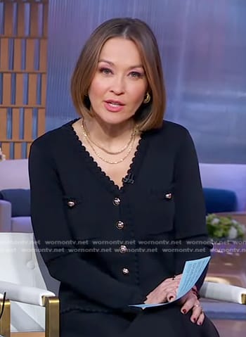 Eva’s black scalloped cardigan on Good Morning America