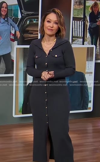 Eva’s grey button front ribbed dress on Good Morning America