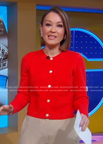 Eva’s red cardigan on Good Morning America