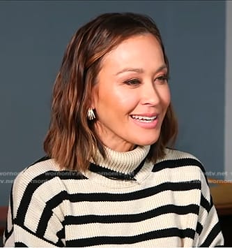 Eva’s white striped turtleneck sweater on Good Morning America