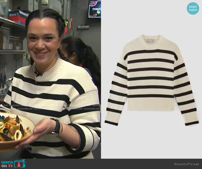 Everlane The Organic Cotton Crew Sweater in Canvas/Black worn by Tatiana Rosana on Today