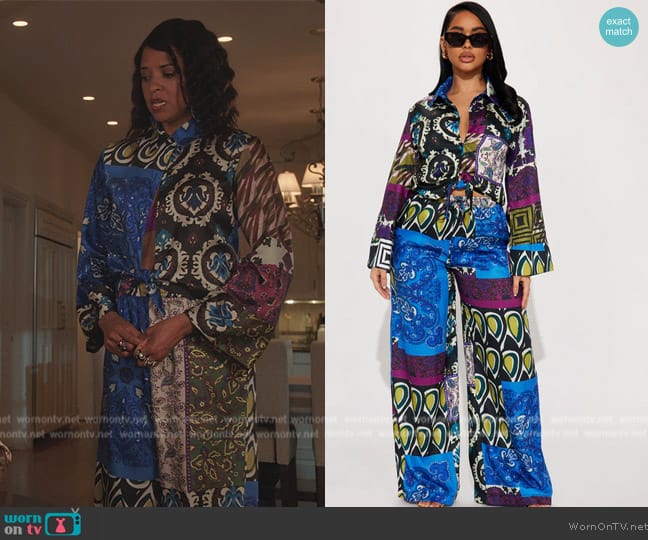 Fashion Nova Off To Greece Pant Set worn by Wickie Roy (Renée Elise Goldsberry) on Girls5eva