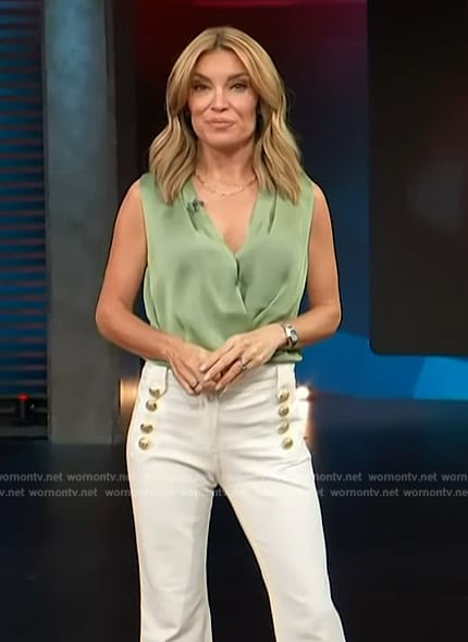 Kit’s green wrap top on Access Hollywood