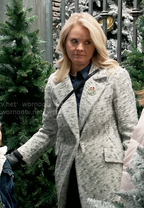 Felicia’s grey speckled coat on General Hospital