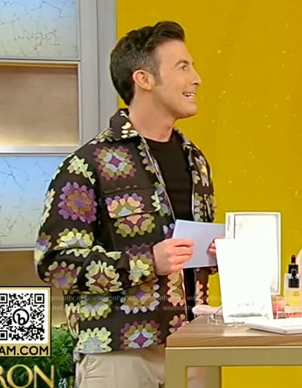Will Ganss’ black crochet knit jacket on Tamron Hall Show