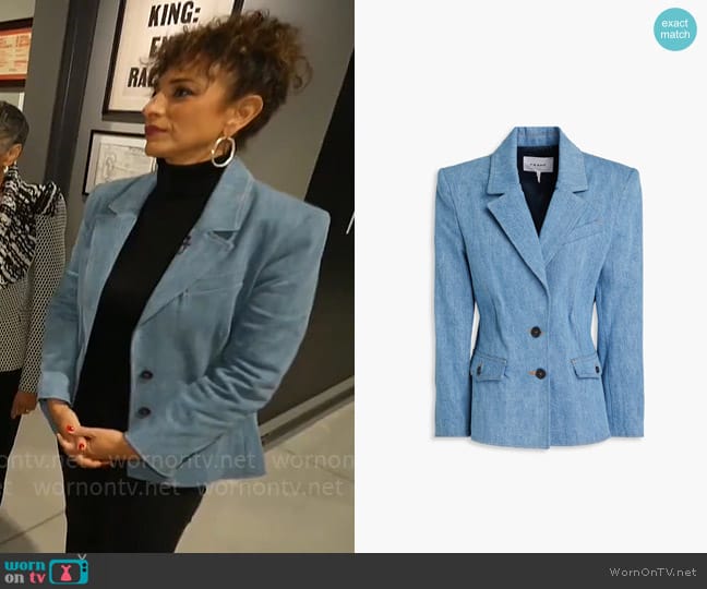 Frame The Femme Denim Blazer worn by Michelle Miller on CBS Mornings