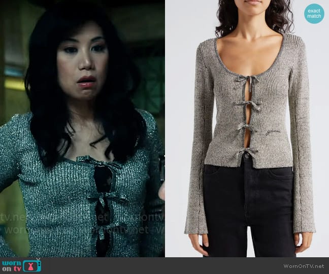 Ganni Sparkle Rib Crop Sweater worn by Melody Bayani (Liza Lapira) on The Equalizer