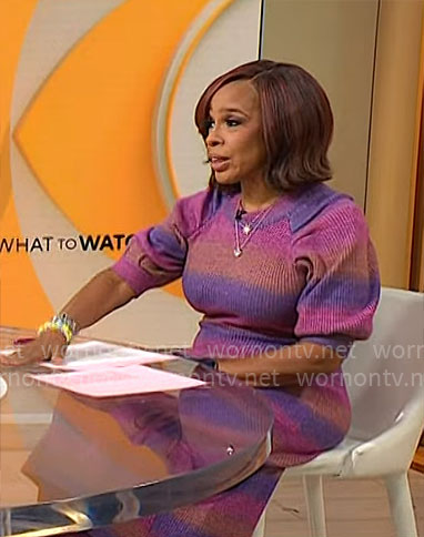 Gayle King’s pink ombre sweater dress on CBS Mornings