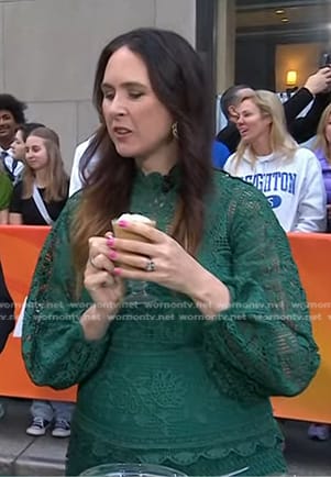 Gemma Stafford’s green guipure lace dress on Today