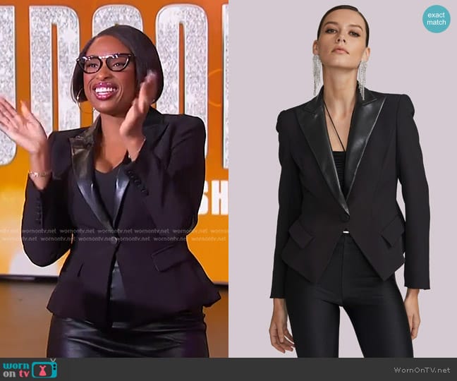 Generation Love Mara Vegan Leather Combo Crepe Blazer worn by Jennifer Hudson on The Jennifer Hudson Show