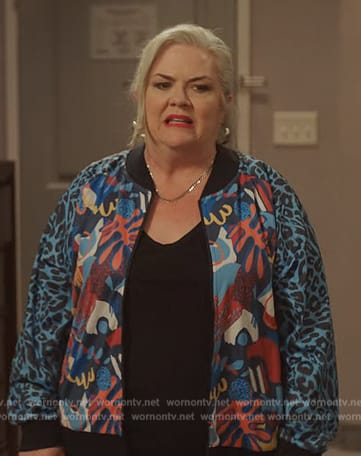 Gloria’s floral print bomber jacket on Girls5eva