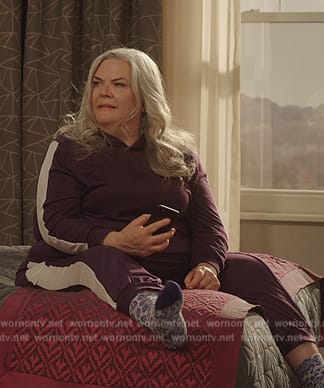 Gloria’s burgundy track suit on Girls5eva