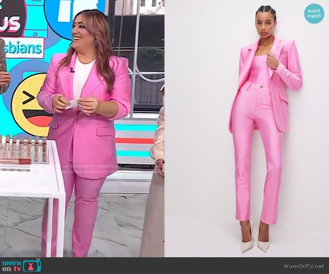 Good American High Shine Compression Sculpted Blazer in Sorority Pink worn by Alexis Androulakis on Today