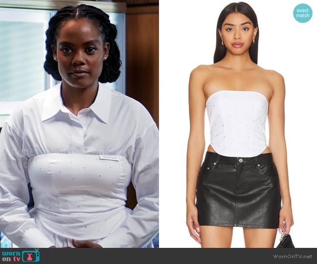 Good American Crystal Poplin Corset worn by Sabrina Hollins (Novi Brown) on Tyler Perrys Sistas