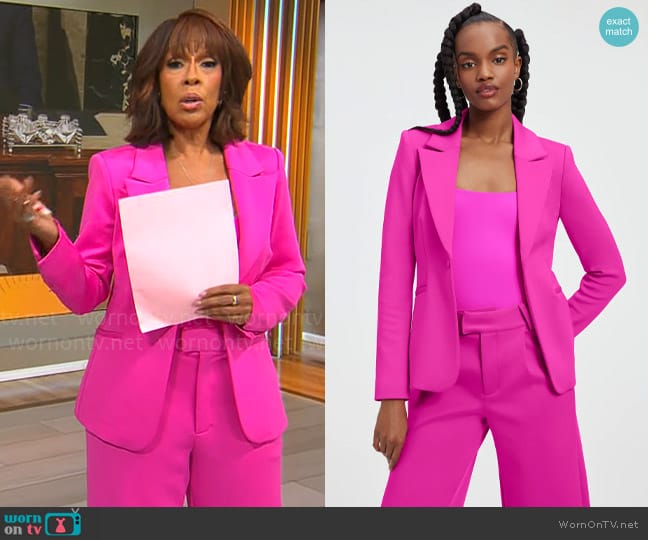 Good American Classic Sculpted Blazer in Fuschia Pink worn by Gayle King on CBS Mornings