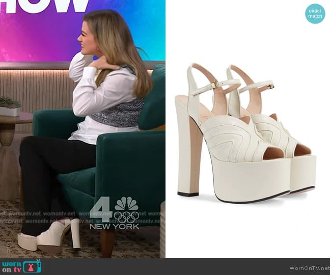Gucci Malaga Kid Angel T-Strap Platform High Heel Pumps worn by Kelly Clarkson on The Kelly Clarkson Show
