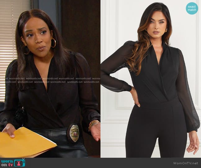 Guess Daria Bodysuit worn by Jada Hunter (Elia Cantu) on Days of our Lives