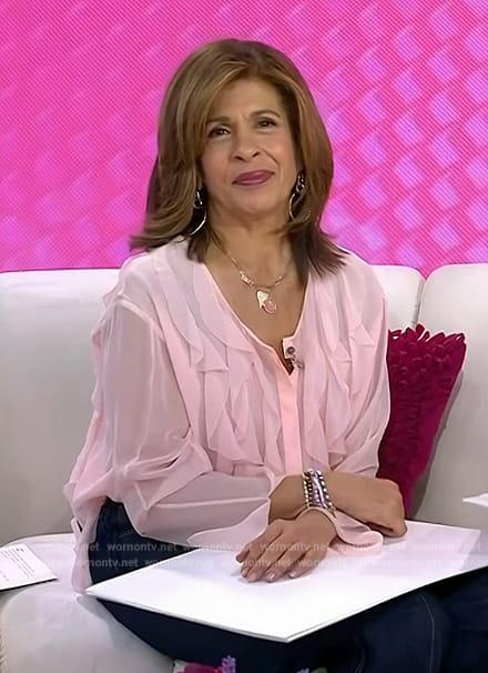 Hoda’s pink sheer ruffle front blouse on Today