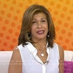 Hoda’s white pearl button sleeveless top on Today