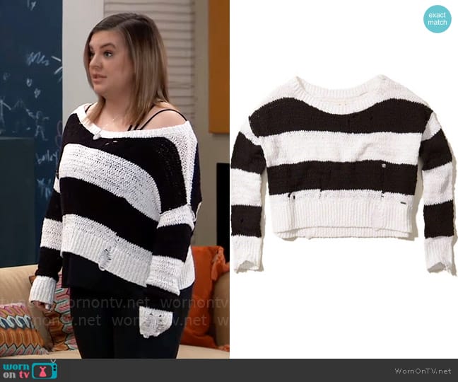 Hollister Striped Distressed Sweater worn by Maxie Jones (Kirsten Storms) on General Hospital