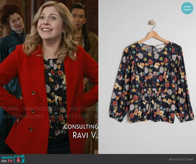 Indi & Cold Anisa Blouse worn by Sam (Rose McIver) on Ghosts