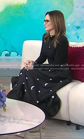 Ingrid Michaelson’s black star and moon print skirt on Today
