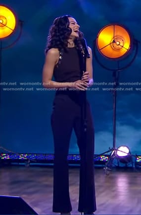 Isabelle McCalla’s black embellished jumpsuit on Good Morning America