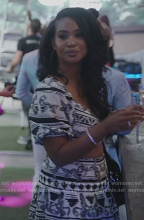 Jacqueline’s printed crop top and mini skirt on The Real Housewives of Potomac