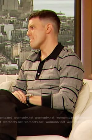 Jake Lacy’s gray polo sweater on The Drew Barrymore Show