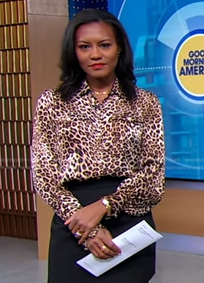 Janai’s leopard print blouse on Good Morning America