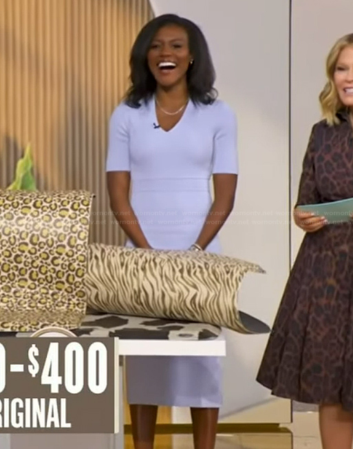 Janai’s lilac v-neck sheath dress on Good Morning America