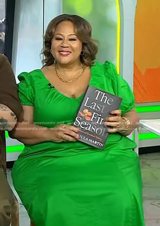 Jasmine Guillory’s green puff sleeve dress on Today
