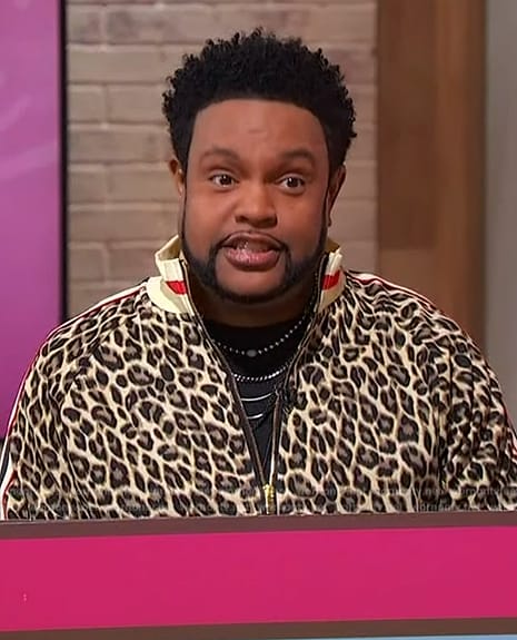 Jawn’s leopard print track jacket and pants on Sherri