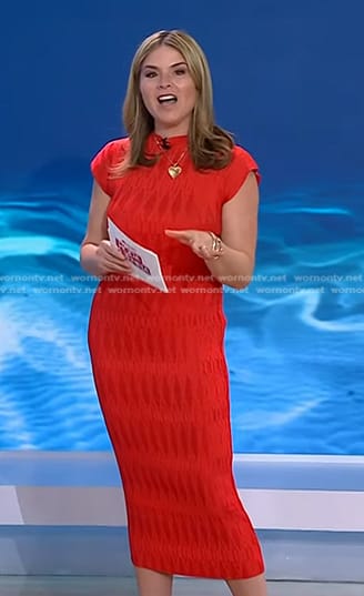 Jenna’s red textured Midi dress on Today